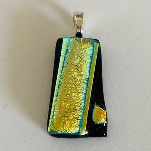 Gold and Black Fused Glass Pendant